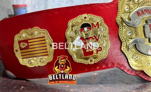 Kansas City Chiefs NFL Football Championship Belt Adult Size in Zinc 2mm 4mm - Image 4