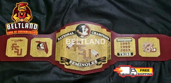 FSU Seminoles Unconquered Championship Custom Belt Adult Size in Zinc 2mm 4mm