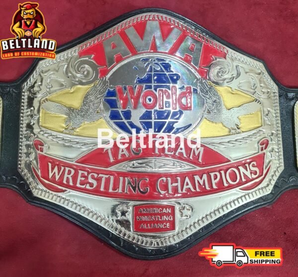 AWA World Tag Team Championship Belt Adult Size Replica Zinc 2mm 4mm *Deep Etching* - Image 3