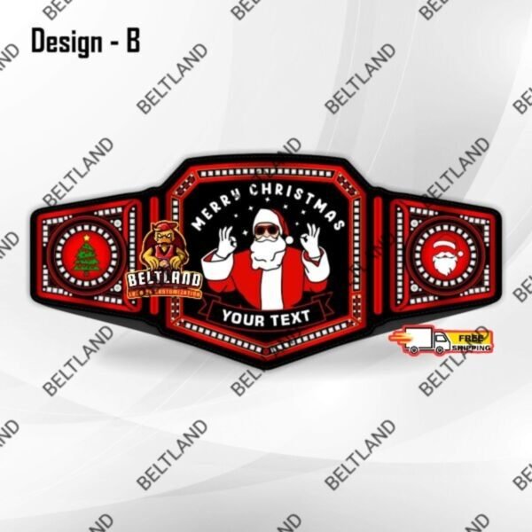 Christmas Themed "Merry Christmas Santa" Custom Championship Belt Adult Size in Zinc 2mm 4mm