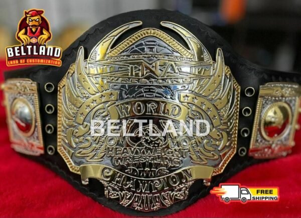 TNA World Heavyweight Championship Belt A+ Deep Etching Real Leather Strap Zinc 4mm