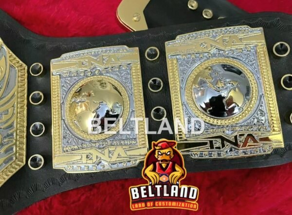 TNA World Heavyweight Championship Belt A+ Deep Etching Real Leather Strap Zinc 4mm - Image 4