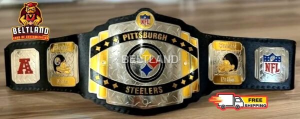 Pittsburgh Steelers NFL Championship Belt Adult Size in Zinc 2mm 4mm
