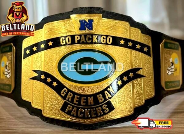 Green Bay Packers NFL Football Championship Belt Adult Size in Zinc 2mm 4mm - Image 3
