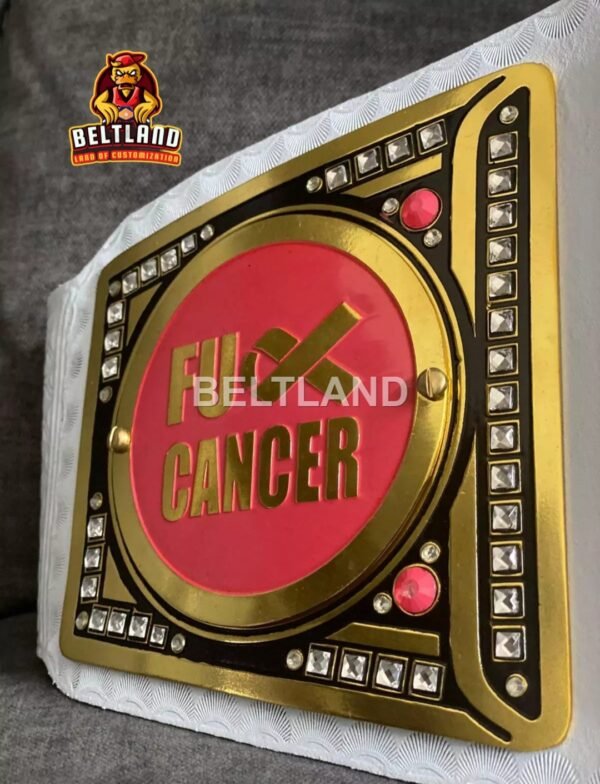 F**k Cancer Pink October WWE Women's Custom Championship Belt Replica Made in Zinc 2mm 4mm - Image 3