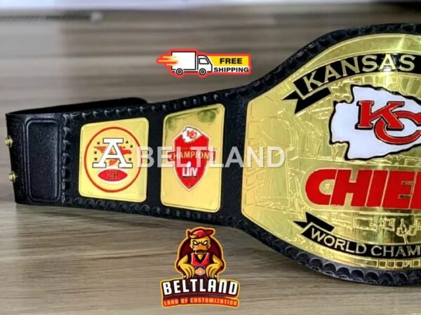 Kansas City Chiefs NFL Football Championship Belt Adult Size in Zinc 2mm 4mm - Image 4