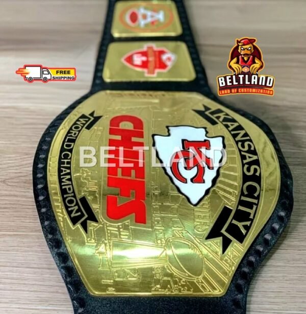 Kansas City Chiefs NFL Football Championship Belt Adult Size in Zinc 2mm 4mm - Image 6