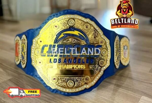 Los Angeles Chargers NFL Football Championship Belt Adult Size in Zinc 2mm 4mm