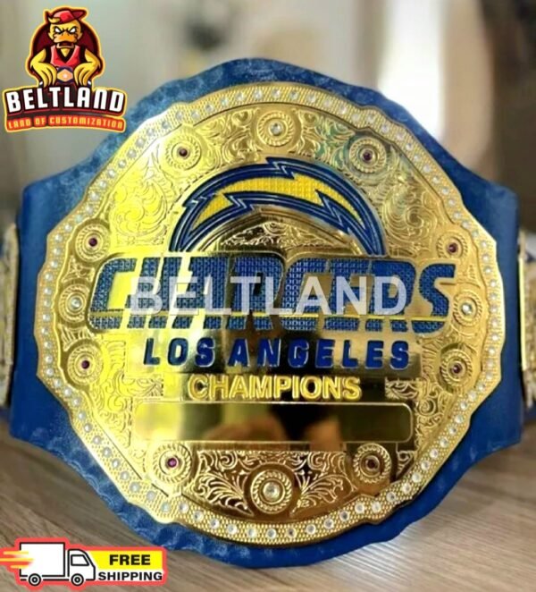 Los Angeles Chargers NFL Football Championship Belt Adult Size in Zinc 2mm 4mm - Image 3