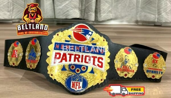 New England Patriots NFL Football Championship Belt Adult Size in Zinc 2mm 4mm