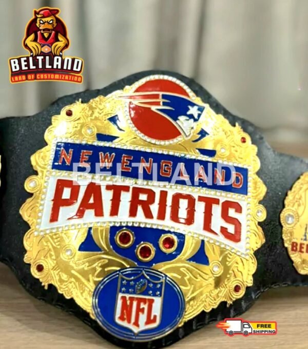 New England Patriots NFL Football Championship Belt Adult Size in Zinc 2mm 4mm - Image 4