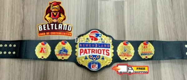 New England Patriots NFL Football Championship Belt Adult Size in Zinc 2mm 4mm - Image 3