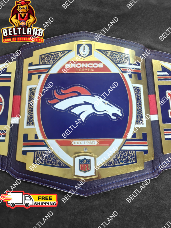 Denver Broncos Championship NFL Legacy Belt Adult Size Replica in Zinc 2mm 4mm