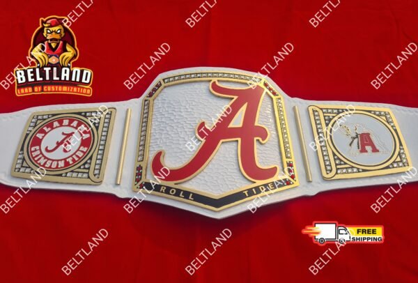 Alabama Crimson Championship Belt Adult Size in Zinc 2mm 4mm