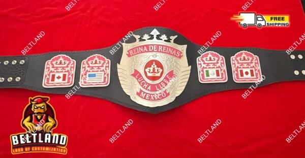 AAA Reina de Reinas Championship Belt Adult Size Replica in Zinc 2mm 4mm - Image 2