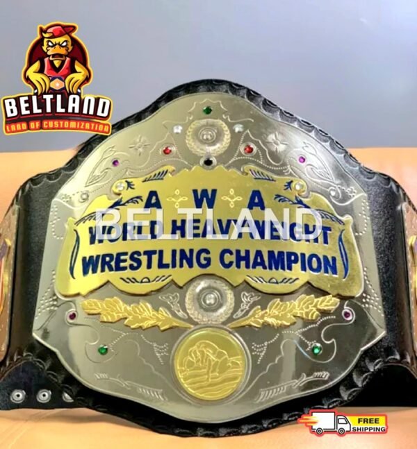 AWA World Heavyweight Championship Belt Adult Size Replica in Zinc 2mm 4mm - Image 2
