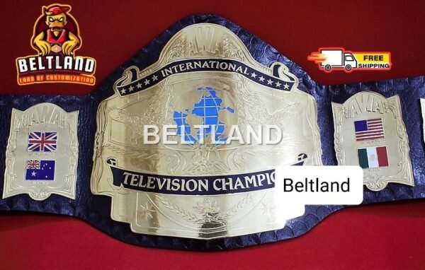 AWA International TV Championship Belt Adult Size Replica in Zinc 2mm 4mm - Image 2